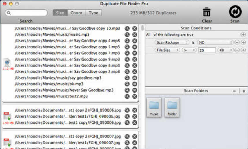 Duplicate File Finder Pro 2.2 : Main Window