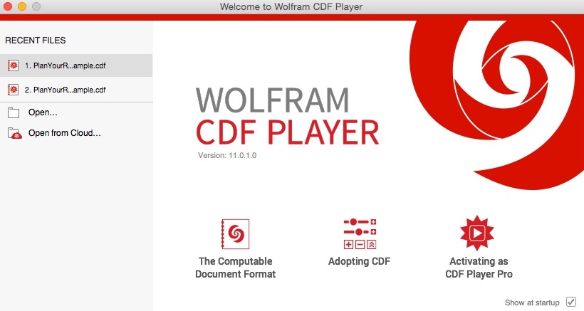 Wolfram CDF Player 11.0 : Welcome Window