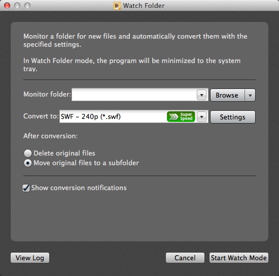 Movavi Video Converter 6.2 : Watch Folder Window