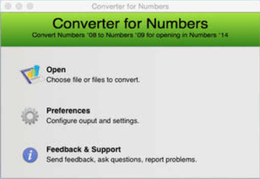 Converter for Numbers 1.0 : Main Window