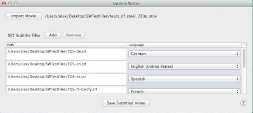Subtitle Writer 1.1 : Main Window