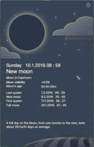 Moon Phases - Lunar Clock 1.0 : Main Window