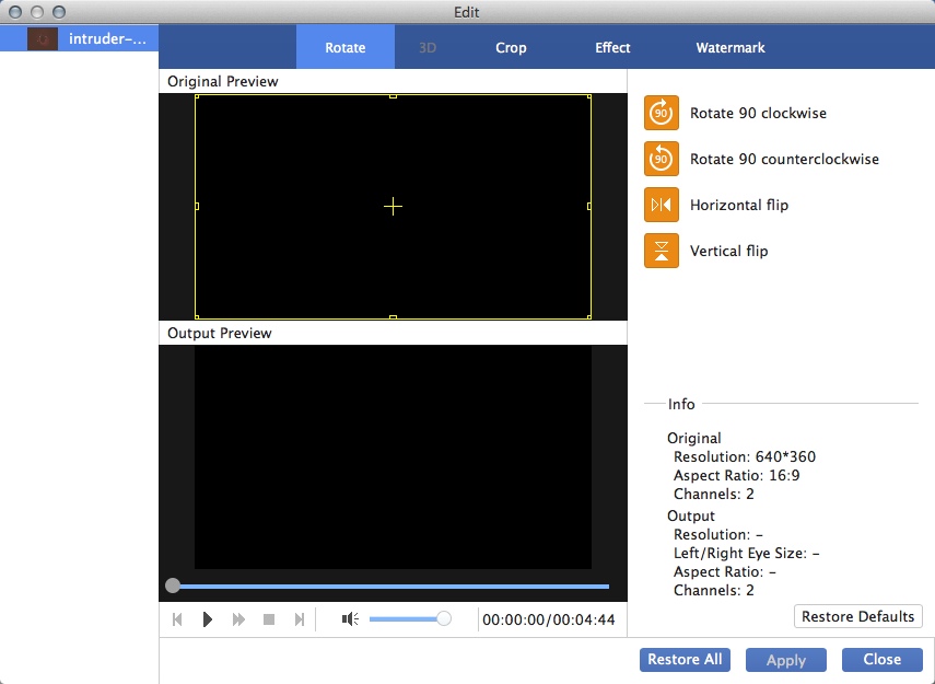 Free MP4 Converter 6.2 : Editing Input Video