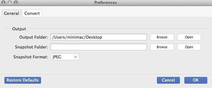 Free MP4 Converter 6.2 : Preferences Window