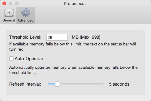 Memory Optimizer Pro 1.0 : Advanced Options