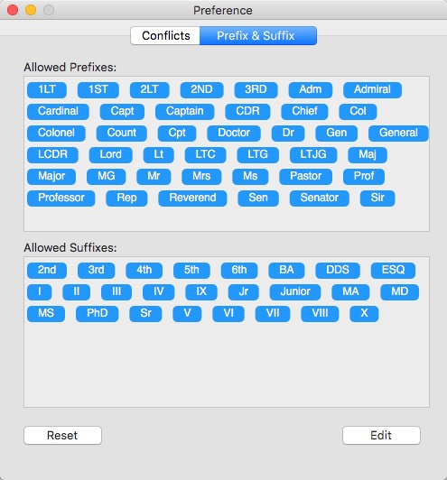 Cisdem ContactsMate 3.0 : Prefix and Suffix Options