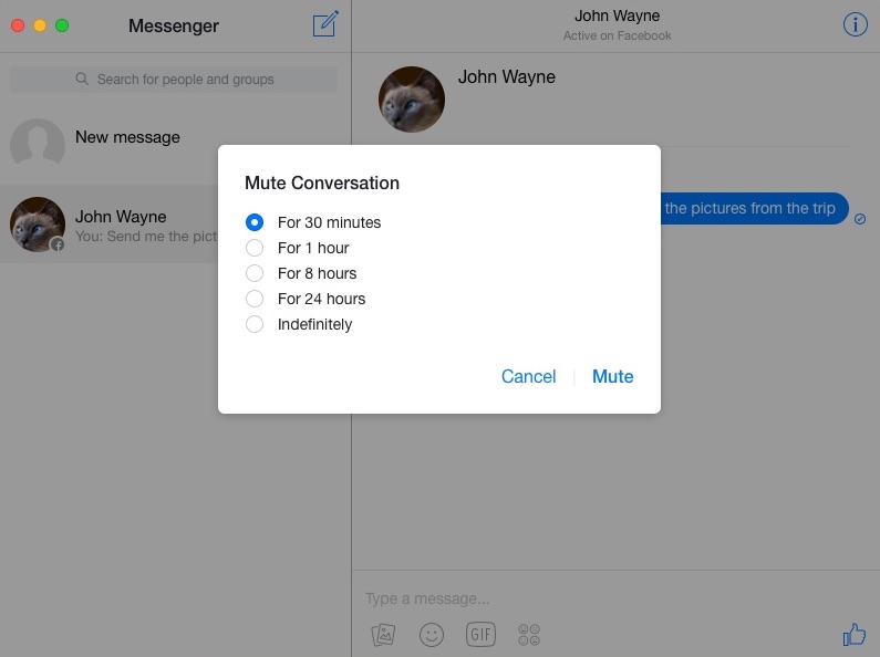FreeChat for Facebook Messenger 1.1 : Muting Conversation
