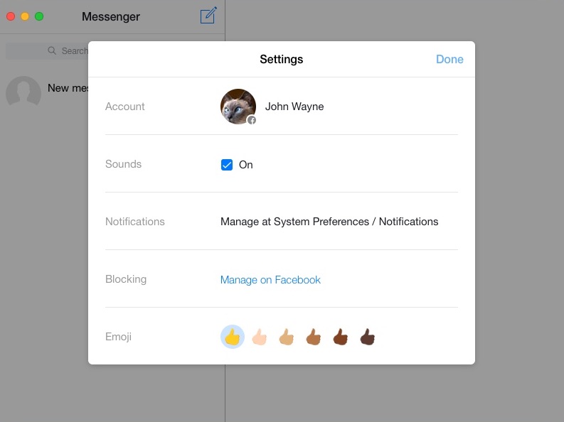 FreeChat for Facebook Messenger 1.1 : Preferences Window