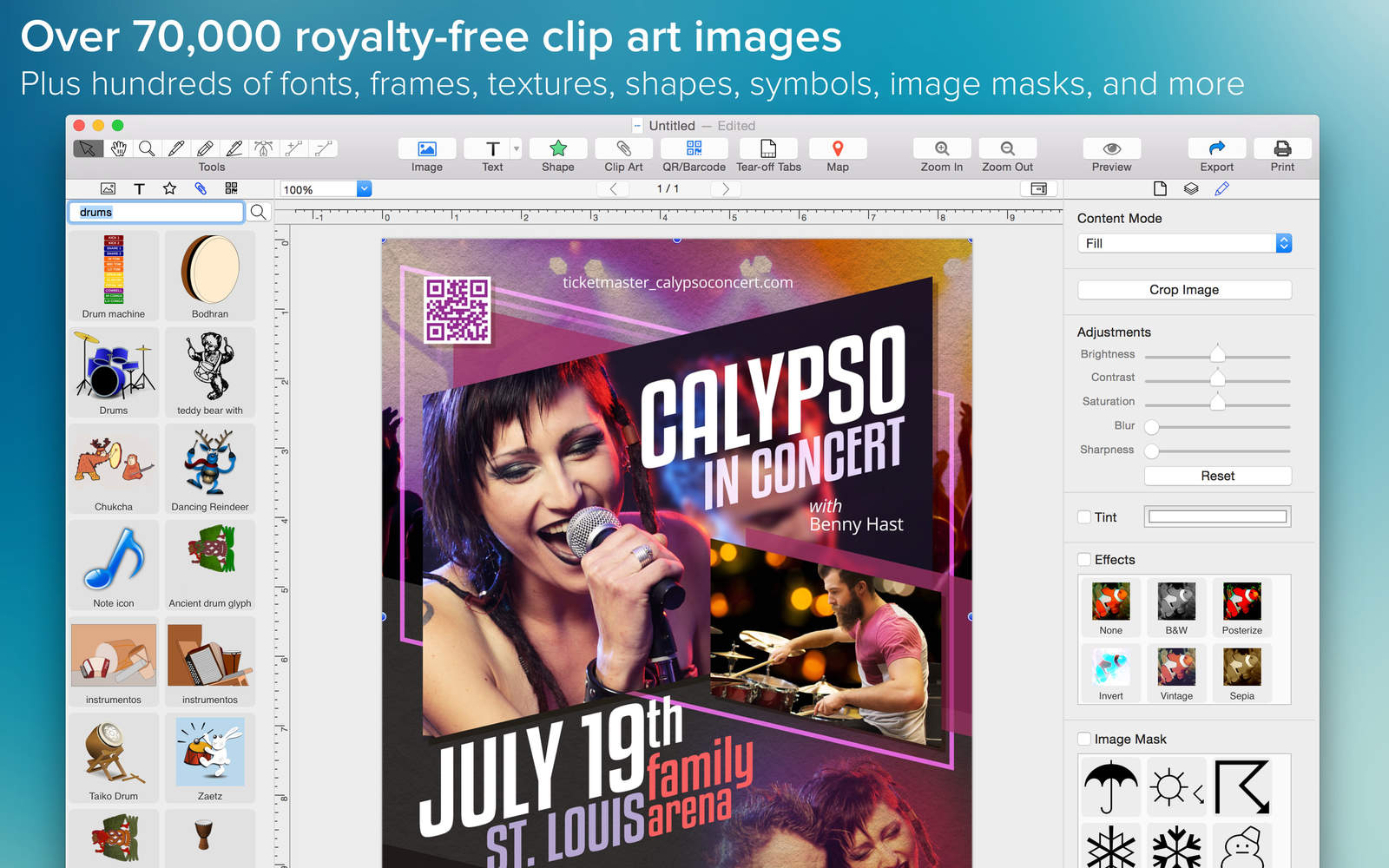 Poster Maker - Create & print a poster or flyer 1.0 : Main Window