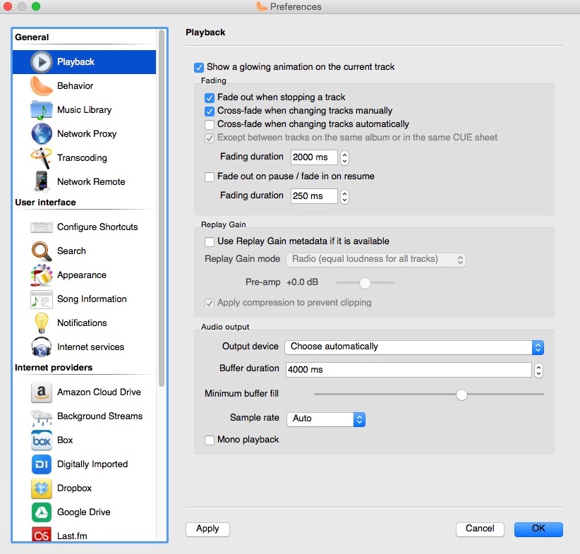 Clementine 1.3 : Preferences Window