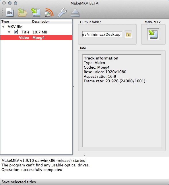 MakeMKV 1.9 beta : Main Window
