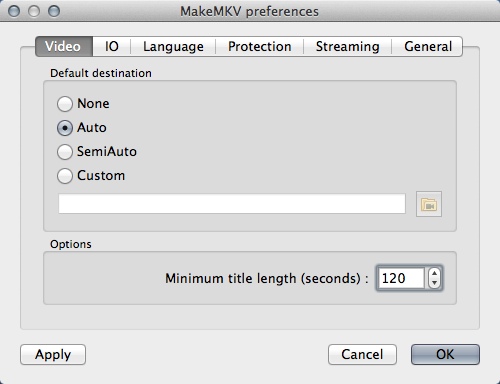 MakeMKV 1.9 beta : Preferences Window