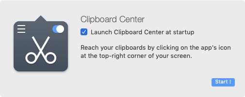 Clipboard Center 2.1 : Welcome Screen