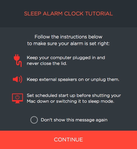 Sleep Alarm Clock 1.0 : Tutorial Window