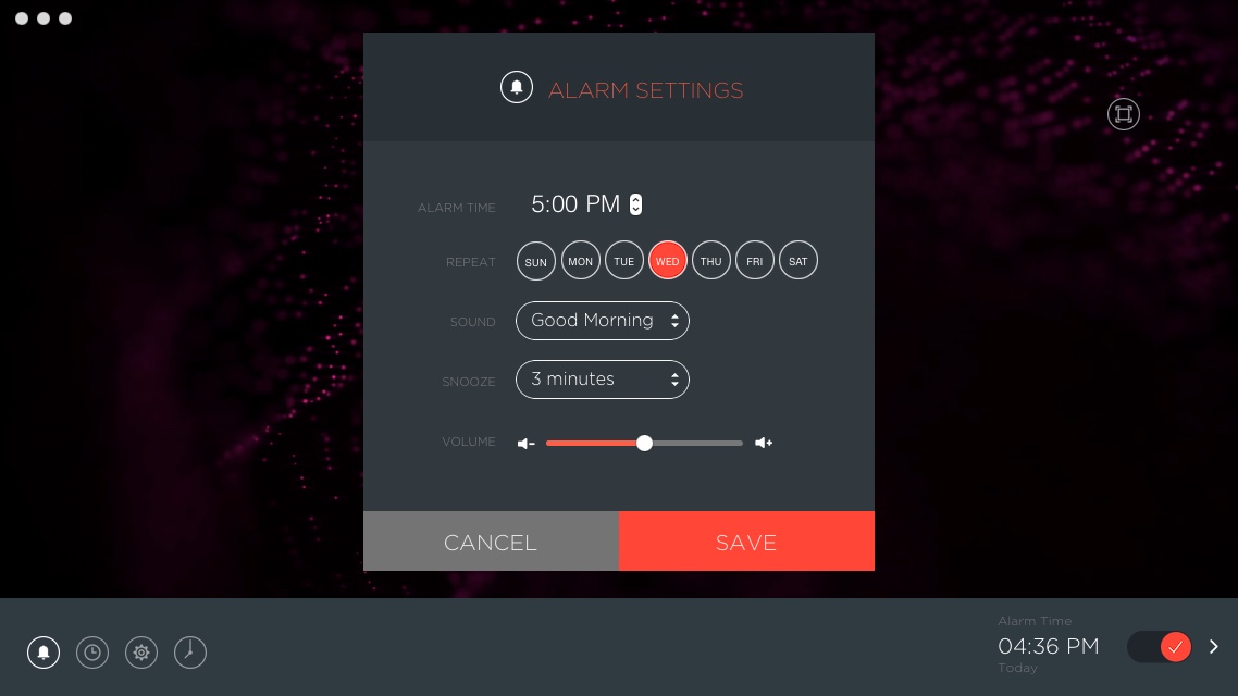 Sleep Alarm Clock 1.0 : Configuring Alarm Settings