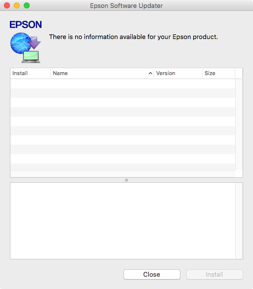 EPSON Software Updater 2.2 : Main window