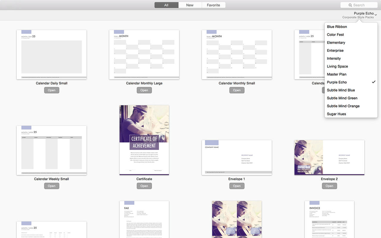 Corporate Packs for Pages 3.0 : Main Window