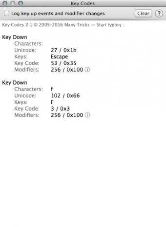 Checking Key Codes Info