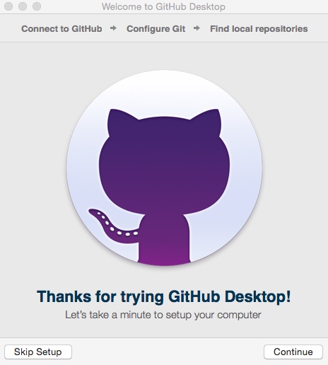 GitHub Desktop 2.8 : Welcome Window