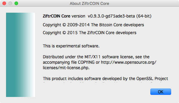 ZiftrCOIN-Qt 0.9 : About