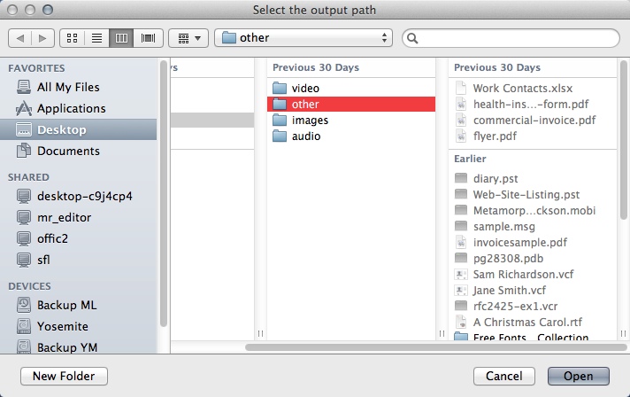 PDF to HTML for Mac 2.1 : Selecting Destination Folder For Output Files