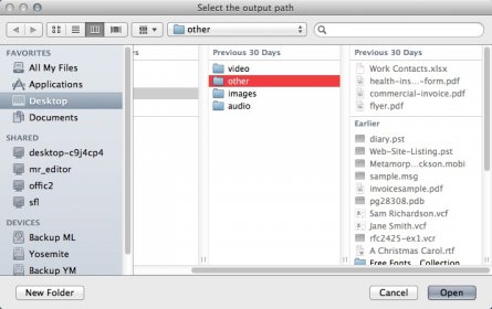 Selecting Destination Folder For Output Files
