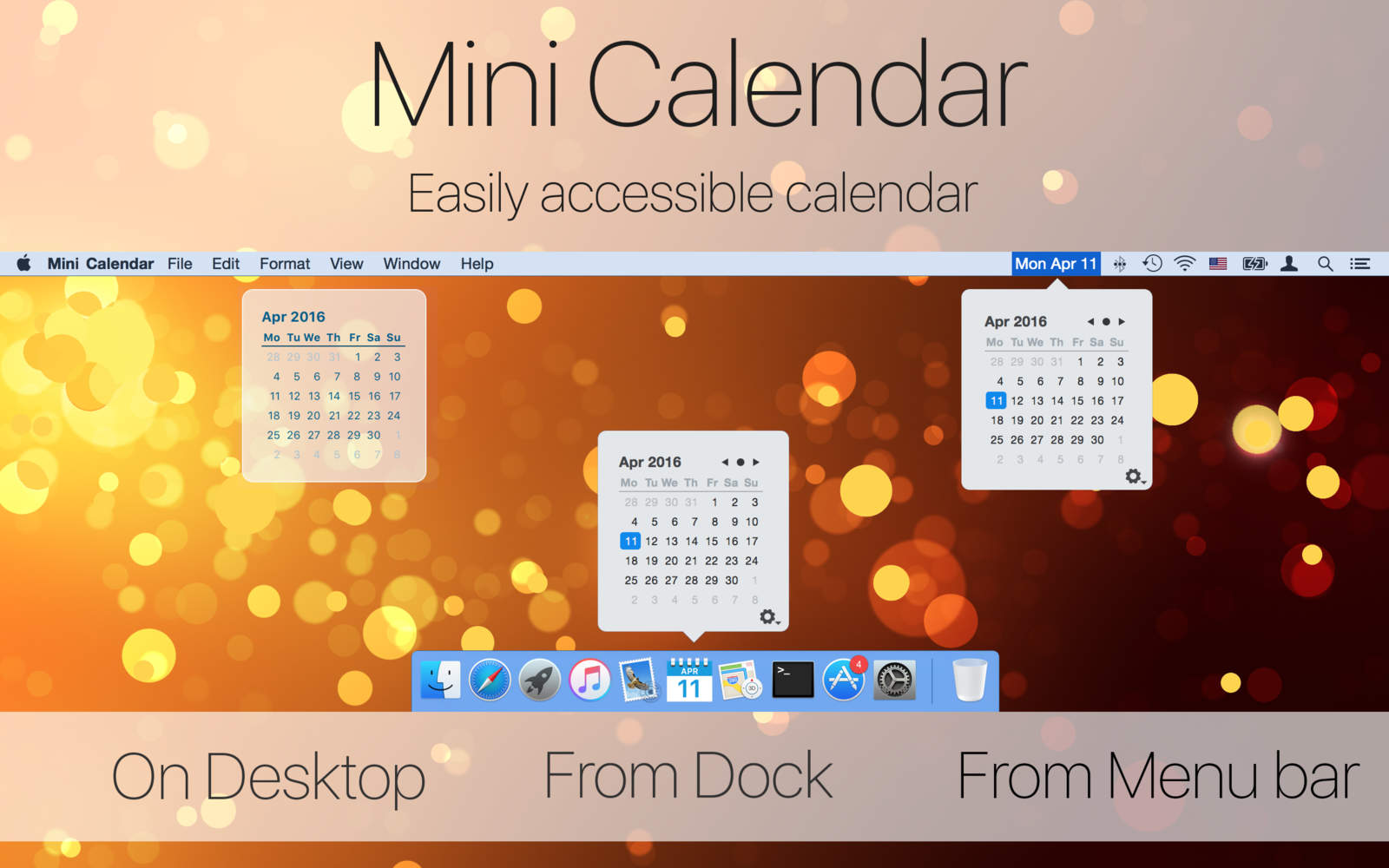Mini Calendar 1.2 : Main Window