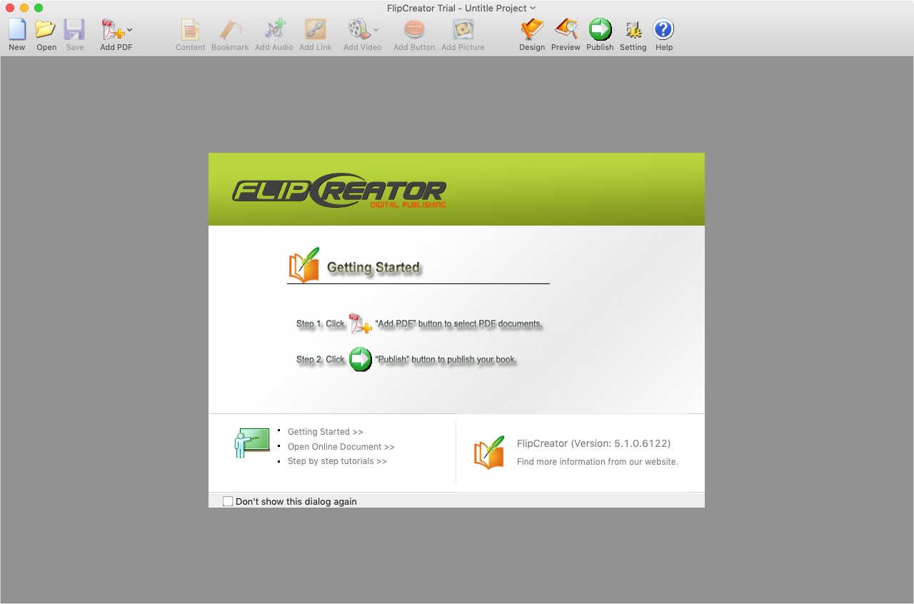 FlipCreator 5.1 : Welcome Screen