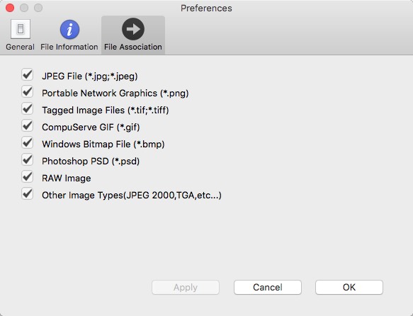 iFotosoft Photo Viewer for Mac 2.1 : File Association Options