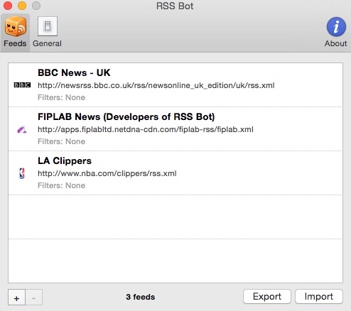 RSS Bot - News Notifier 2.4 : Managing RSS Feeds