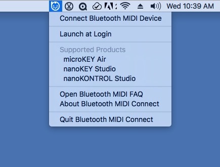Bluetooth MIDI Connect 1.0 : Main window