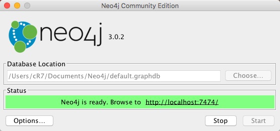 Neo4j Community Edition 3.0 : Main window
