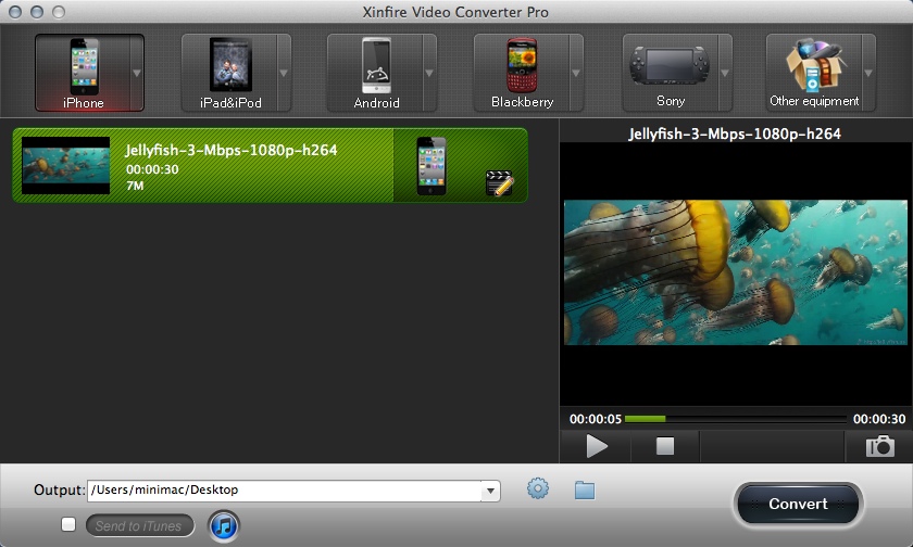 Xinfire Video Converter Pro for Mac 2.0 : Main Window