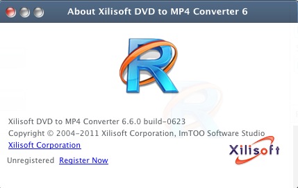 Xilisoft DVD to MP4 Converter 6.6 : About window