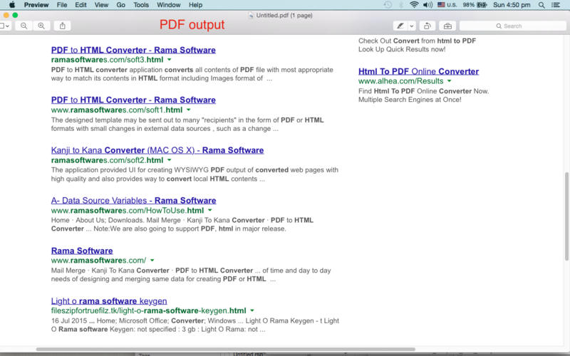 Web HTML To PDF 1.1 : Main window