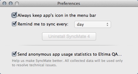SyncMate 6.4 : Preferences Window
