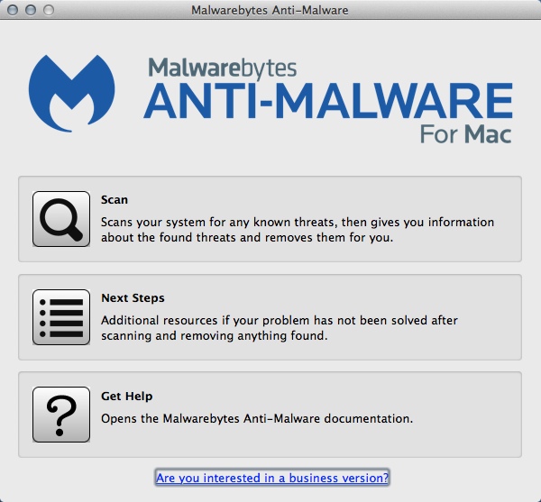 Malwarebytes Anti-Malware 1.2 : Main Window