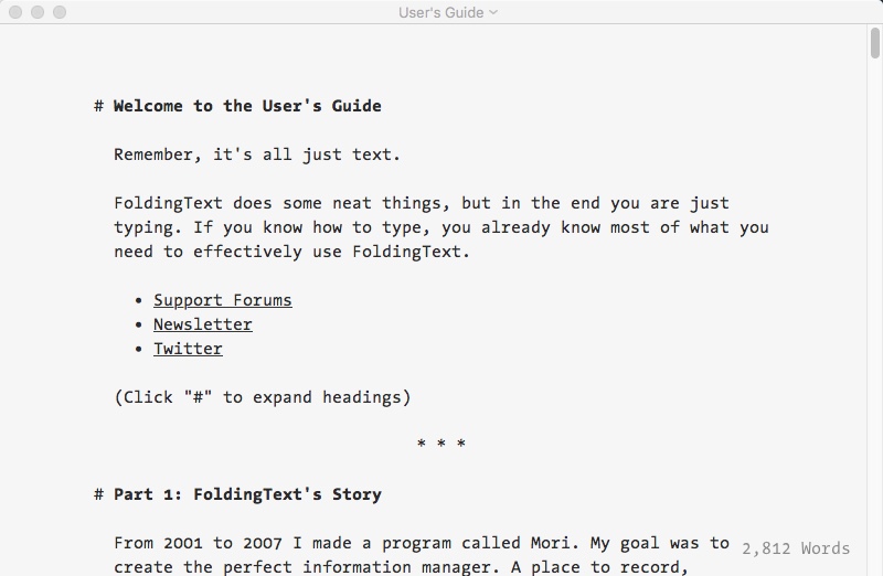 FoldingText 2.2 : Help Guide
