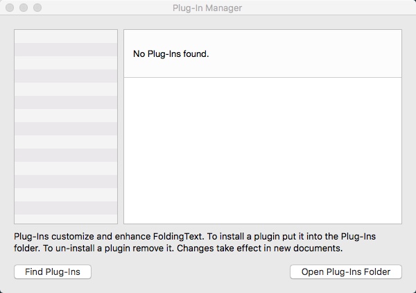 FoldingText 2.2 : Plug-in Manager