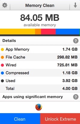 Memory Clean 6.2 : Main Window