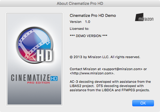 Cinematize Pro HD Demo 1.0 : Main window