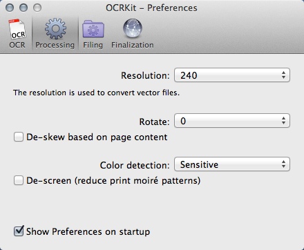 OCRKit 16.5 : Configuring Processing Settings