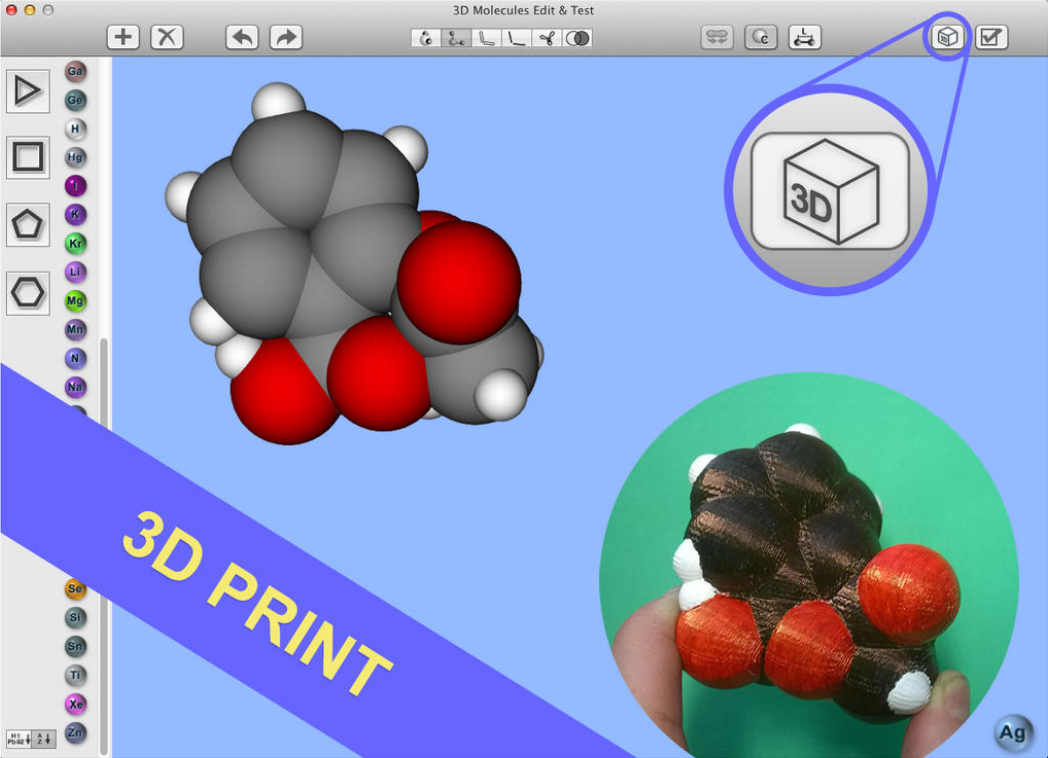 3D Molecules Edit & Test 1.4 : Main Window