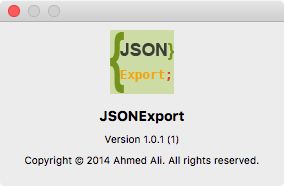JSONExport 1.0 : Main window