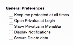 Privatus 4.0 : Preferences Window