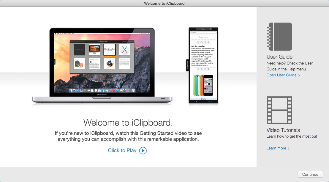 iClipboard 6.0 : Welcome Window