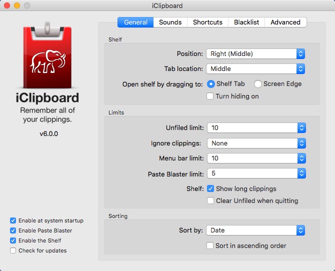 iClipboard 6.0 : Configuring General Settings