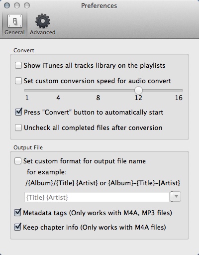 Ondesoft iTunes Converter 2.2 : Preferences Window