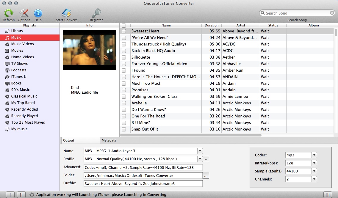 Ondesoft iTunes Converter 2.2 : Main Window