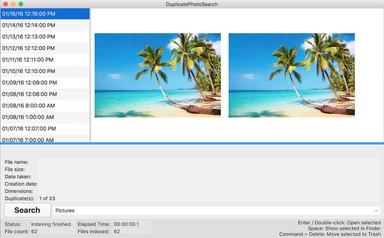 DuplicatePhotoSearch 2.0 : Main Window